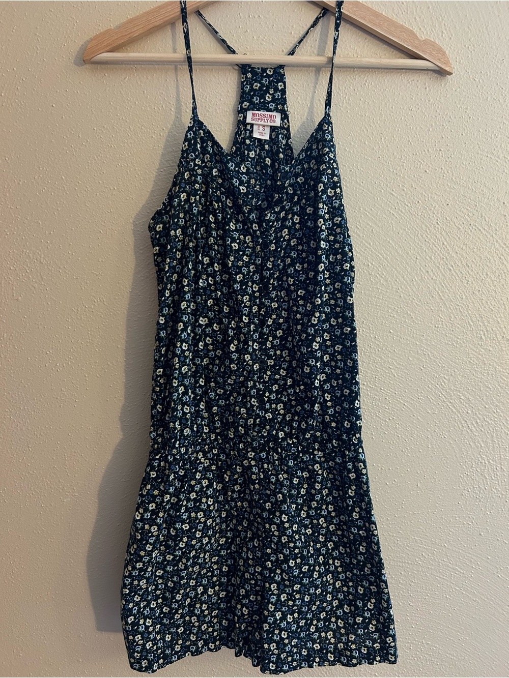 Mossimo Supply Co. Black Floral Romper with White & Light Blue Blossoms